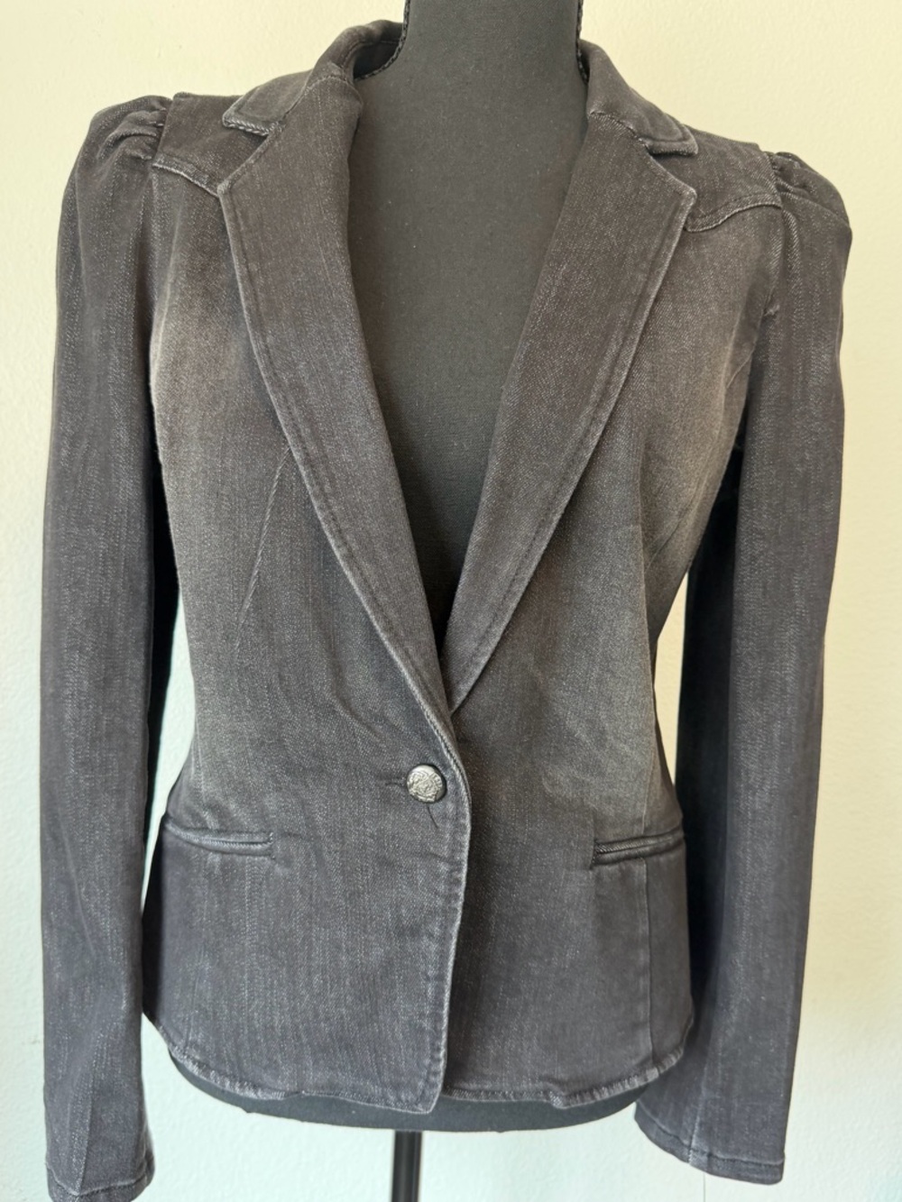 INC Black Cropped Denim Blazer-Size XS-NWT - Picture 4 of 9